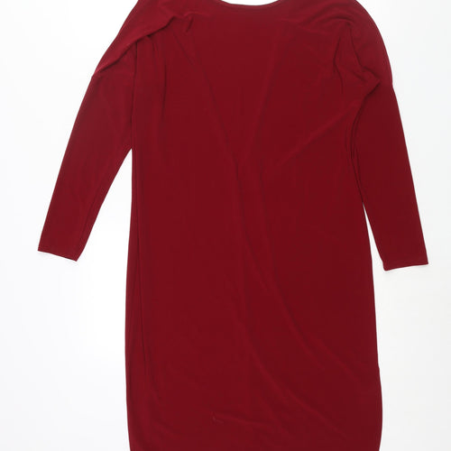 ASOS Womens Red Polyester Shift Size 10 Boat Neck Pullover - Low Cut Back