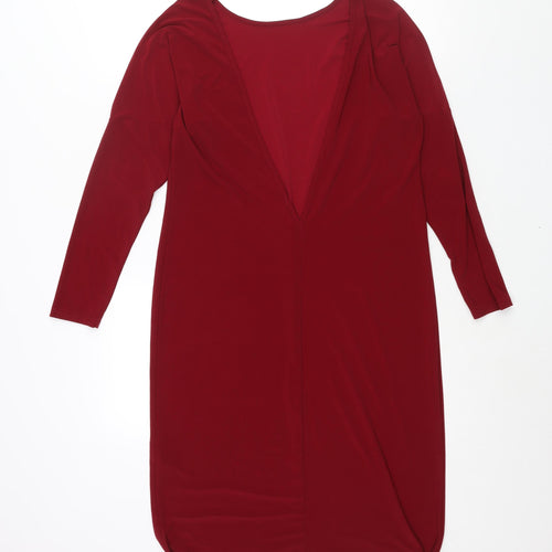ASOS Womens Red Polyester Shift Size 10 Boat Neck Pullover - Low Cut Back