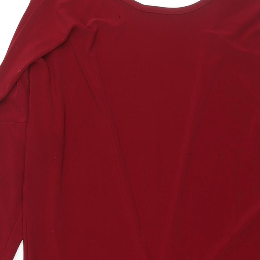 ASOS Womens Red Polyester Shift Size 10 Boat Neck Pullover - Low Cut Back