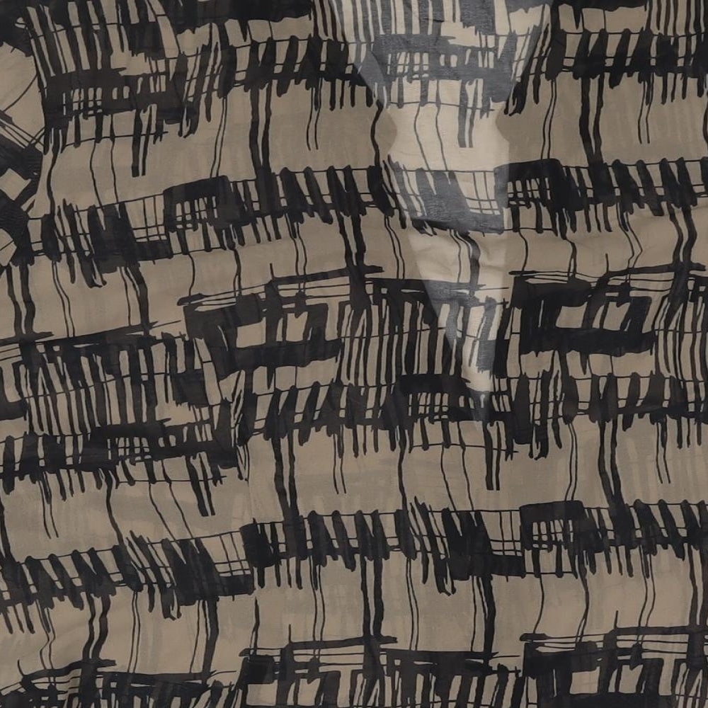 Marks and Spencer Womens Brown Geometric Polyester Basic Blouse Size 24 V-Neck - Semi Sheer Frill