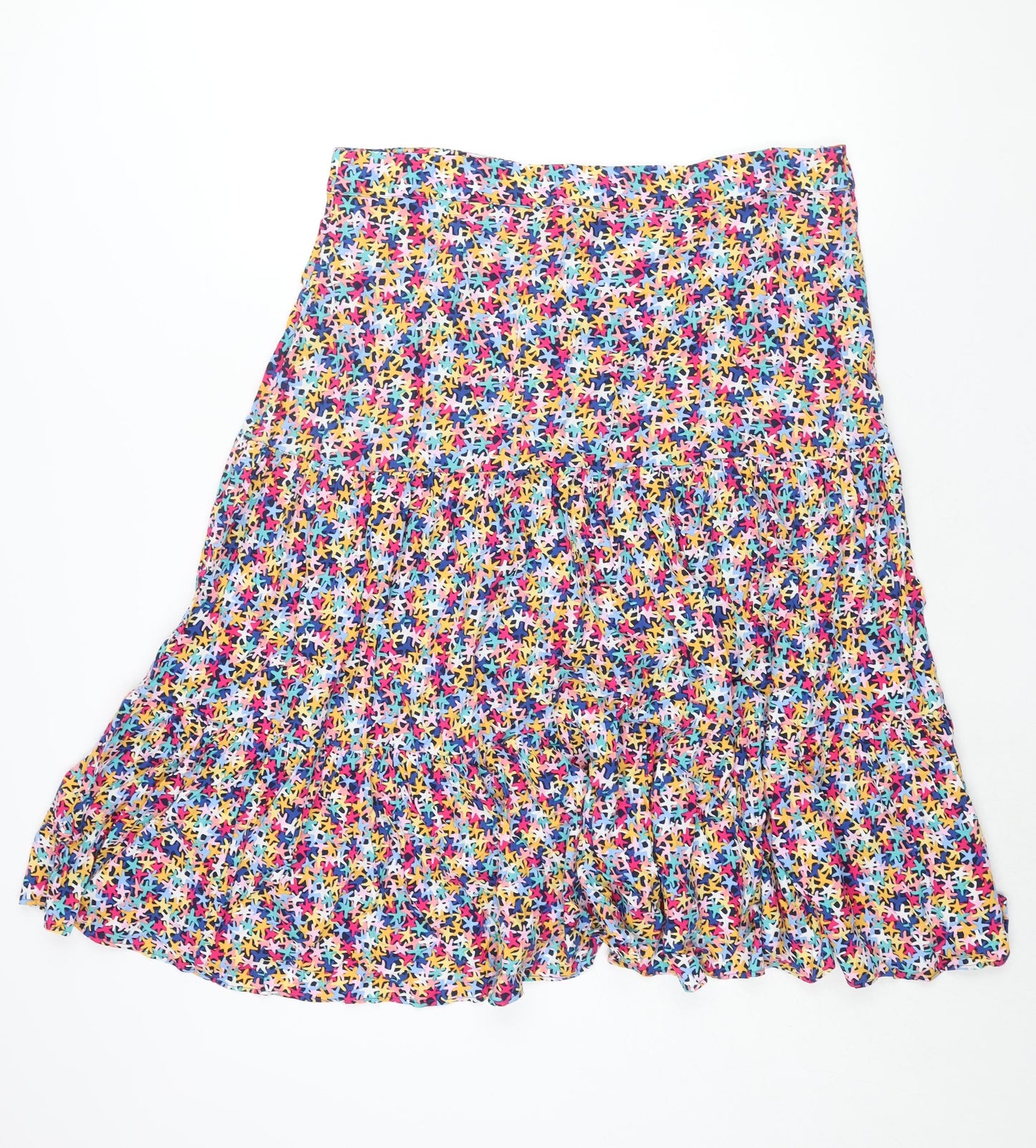 Khost Womens Multicoloured Geometric Viscose Flare Skirt Size 16 Button - Star Print