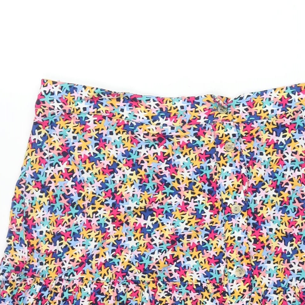 Khost Womens Multicoloured Geometric Viscose Flare Skirt Size 16 Button - Star Print