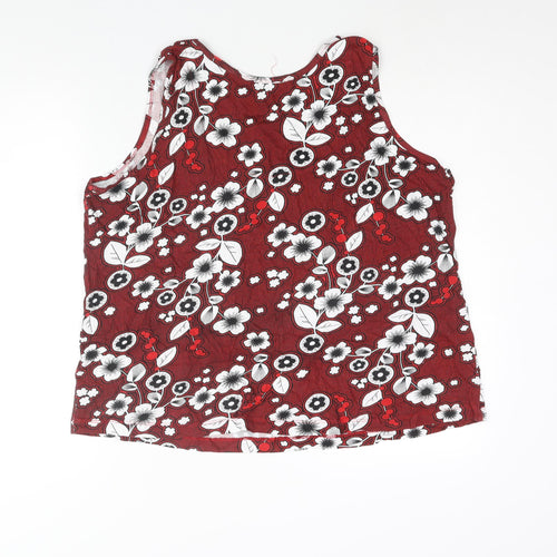 Anthology Womens Red Floral Cotton Basic Tank Size 24 Scoop Neck