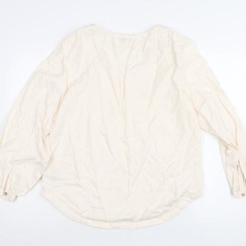 Marks and Spencer Womens Ivory Lyocell Basic Blouse Size 12 V-Neck