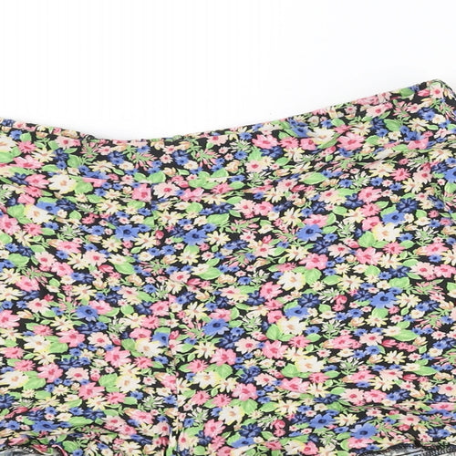 New Look Womens Multicoloured Floral Viscose Basic Shorts Size 12 Regular Pull On - Frill