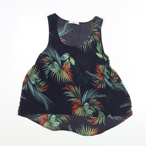 Mango Womens Blue Geometric Polyester Camisole Blouse Size XS Scoop Neck - Semi Sheer