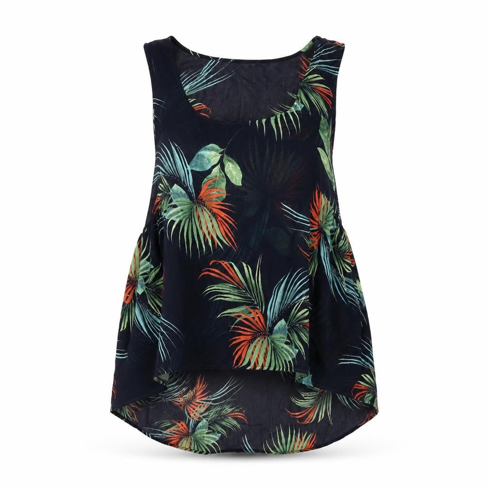 Mango Womens Blue Geometric Polyester Camisole Blouse Size XS Scoop Neck - Semi Sheer