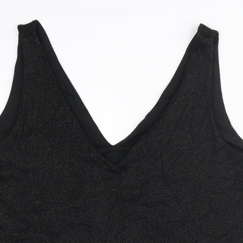 Marks and Spencer Womens Black Viscose Camisole Blouse Size 16 V-Neck - Side Slits