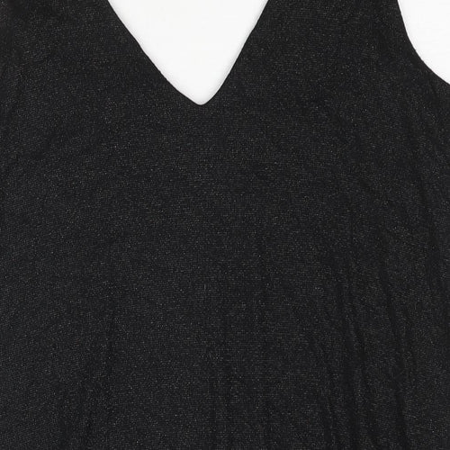 Marks and Spencer Womens Black Viscose Camisole Blouse Size 16 V-Neck - Side Slits