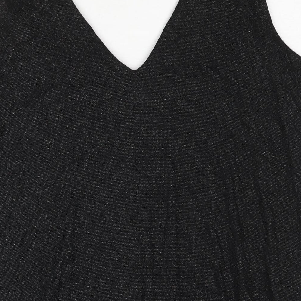 Marks and Spencer Womens Black Viscose Camisole Blouse Size 16 V-Neck - Side Slits