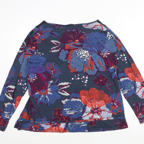 Per Una Womens Blue Geometric Viscose Basic Blouse Size 16 V-Neck - Lace Detail