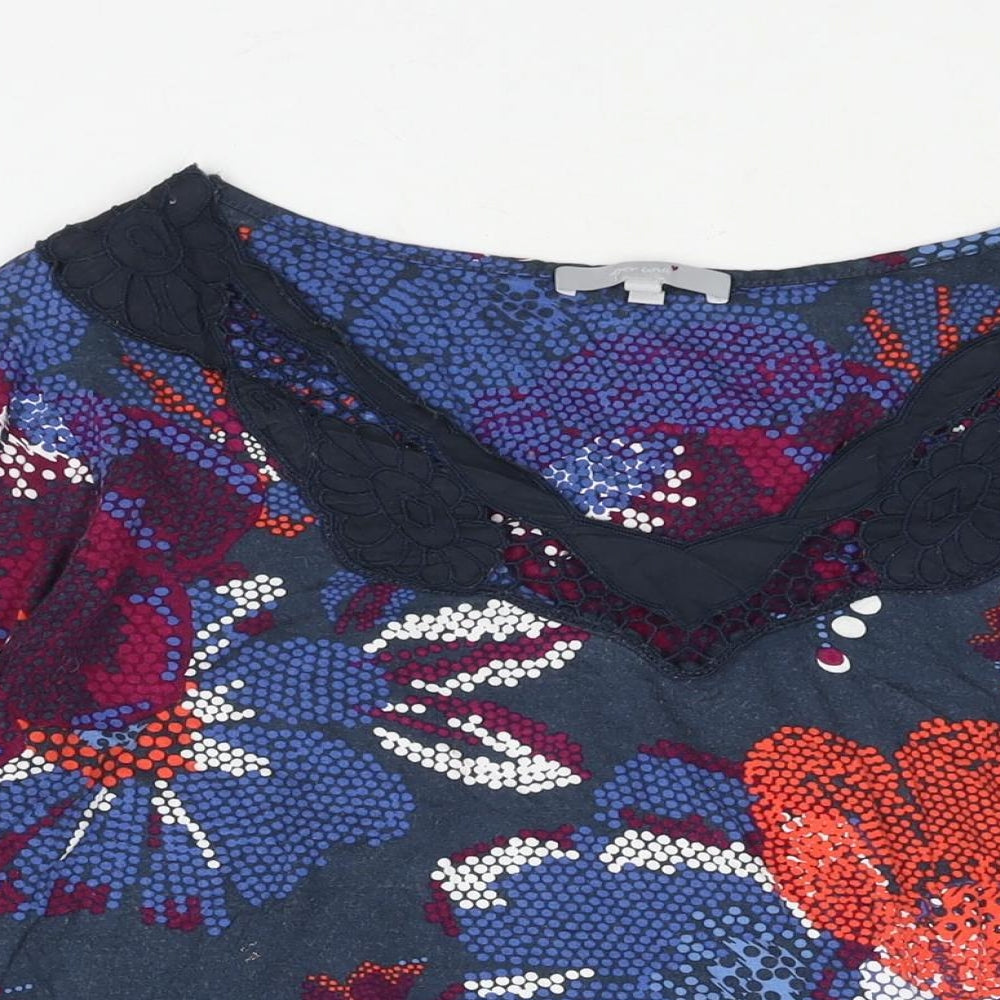 Per Una Womens Blue Geometric Viscose Basic Blouse Size 16 V-Neck - Lace Detail