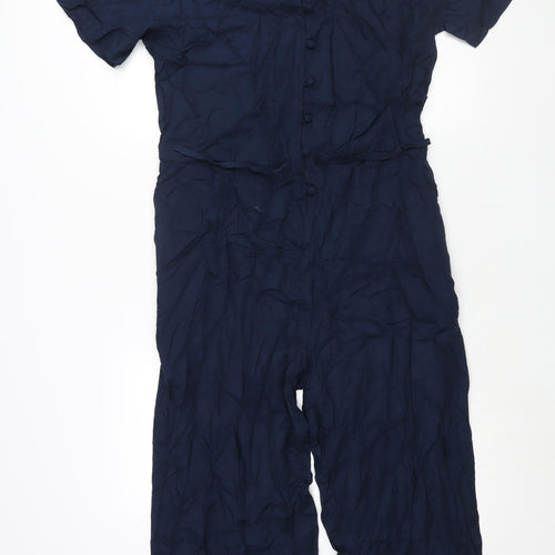 Regatta Womens Blue Viscose Jumpsuit One-Piece Size 12 L22 in Button - Drawstring Waist