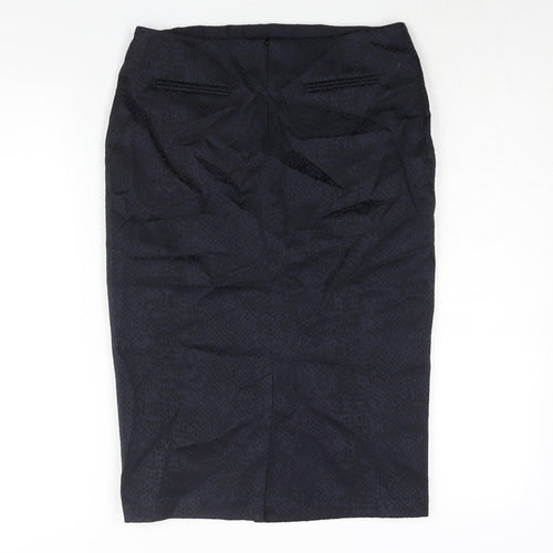 Wallis Womens Blue Animal Print Polyester Straight & Pencil Skirt Size 10 Zip - Snakeskin Print