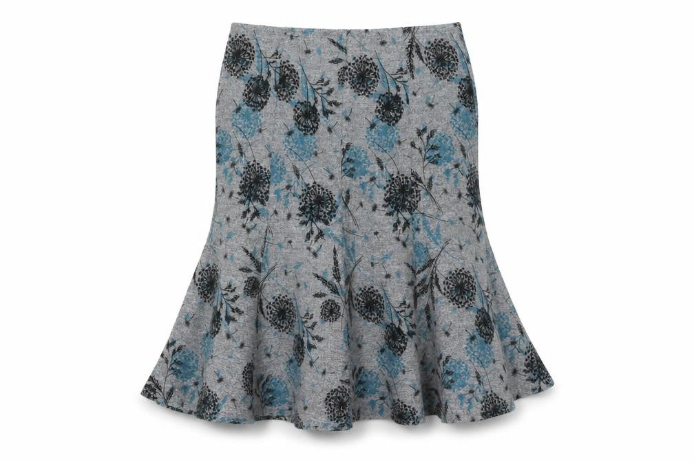 Bonmarché Womens Grey Floral Polyester Trumpet Skirt Size 16