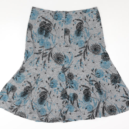 Bonmarché Womens Grey Floral Polyester Trumpet Skirt Size 16