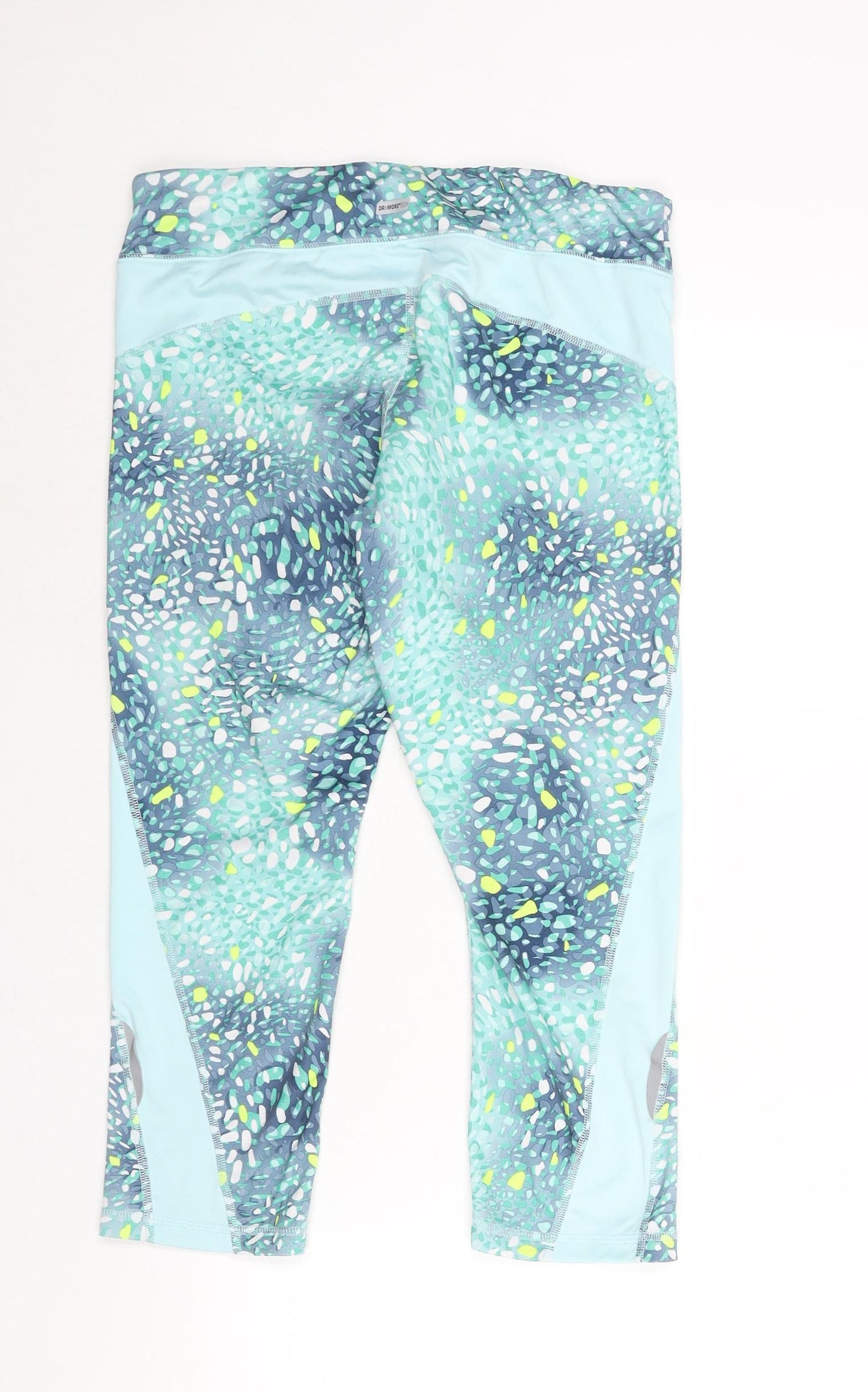 Athletic Works Womens Blue Geometric Polyester Cropped Leggings Size L L21 in Regular Pullover - Relfective Detail