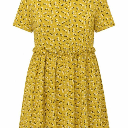 Boohoo Womens Yellow Floral Viscose A-Line Size 16 Round Neck Pullover - Frill