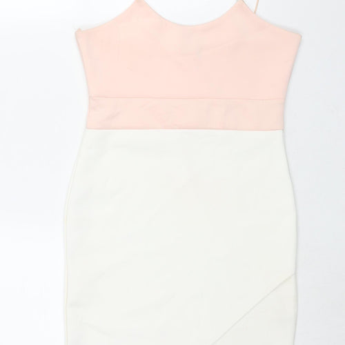 Misguided Womens Pink Colourblock Polyester Mini Size 10 Scoop Neck Pullover