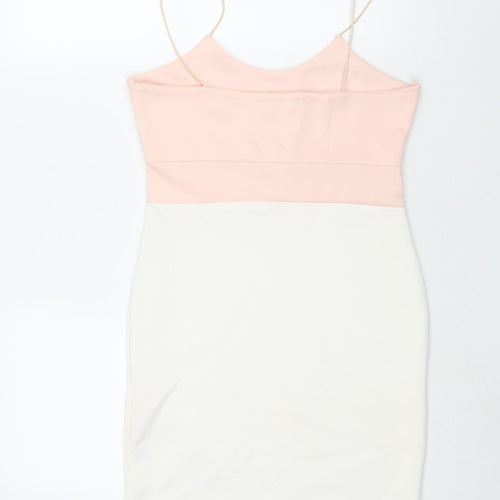 Misguided Womens Pink Colourblock Polyester Mini Size 10 Scoop Neck Pullover