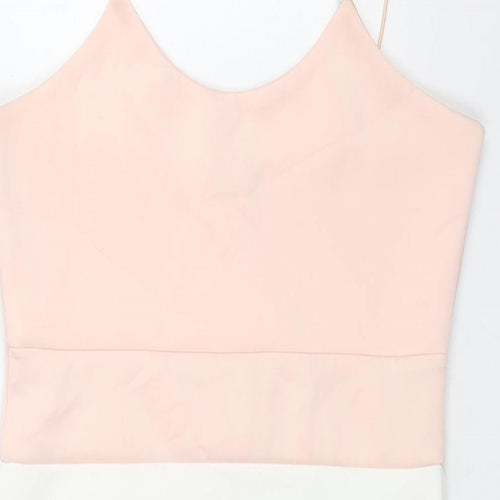 Misguided Womens Pink Colourblock Polyester Mini Size 10 Scoop Neck Pullover