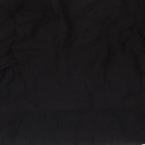 Topshop Womens Black Viscose Basic Blouse Size 10 V-Neck - Frill