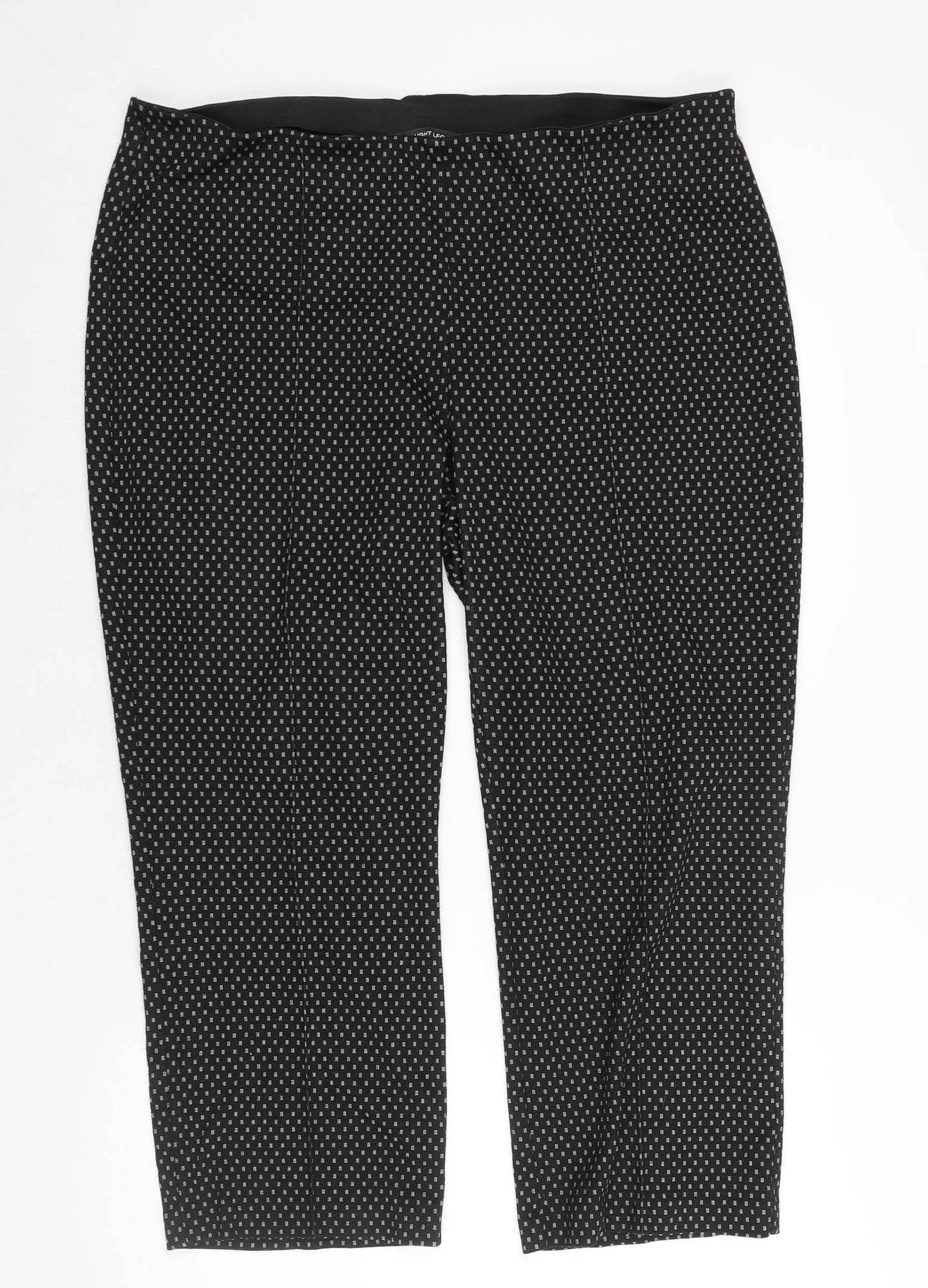Bonmarché Womens Black Geometric Polyester Trousers Size 20 L24 in Regular - Elasticated Waist