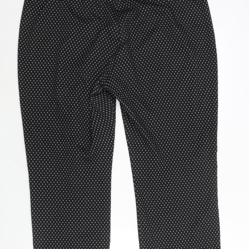Bonmarché Womens Black Geometric Polyester Trousers Size 20 L24 in Regular - Elasticated Waist