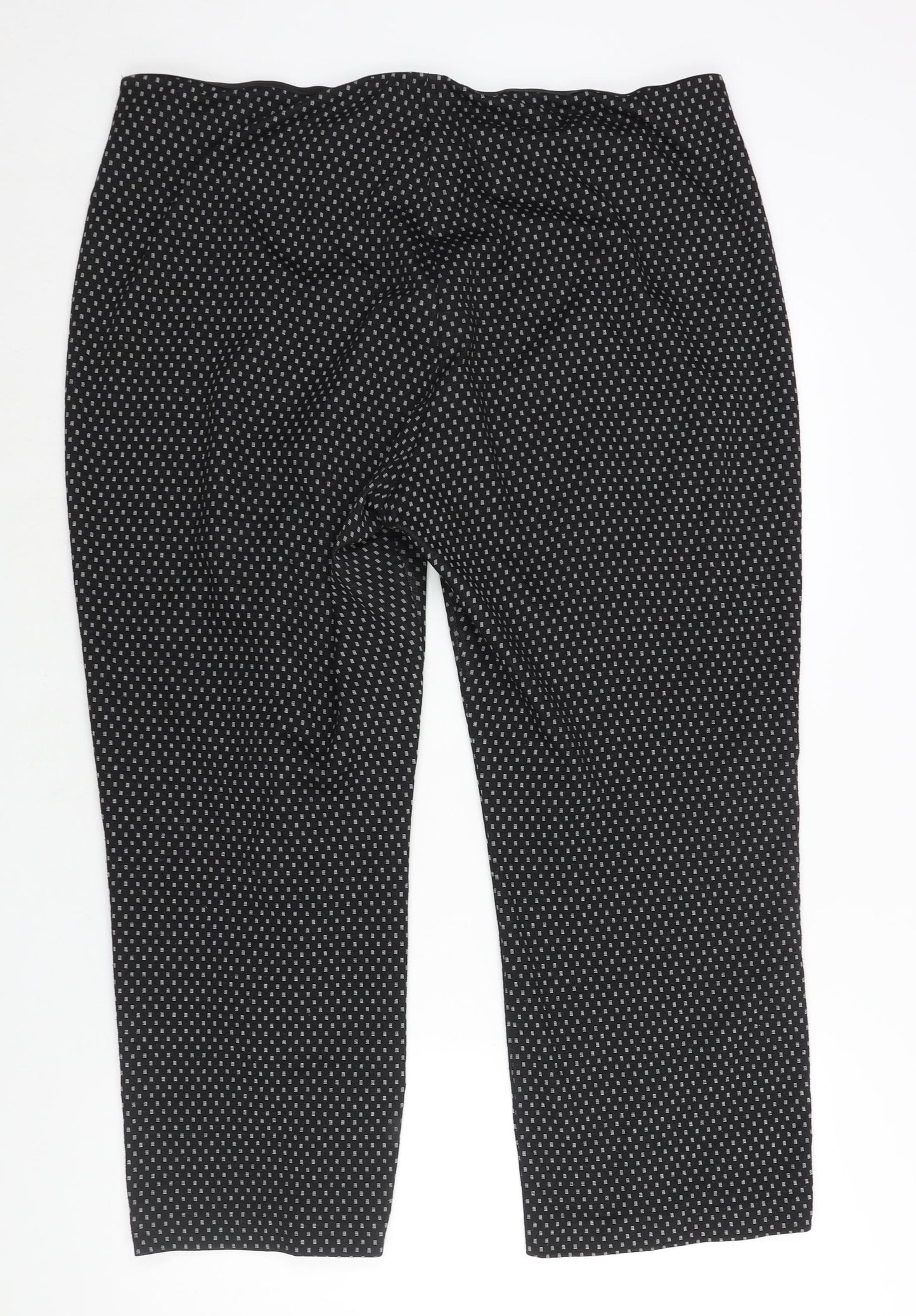 Bonmarché Womens Black Geometric Polyester Trousers Size 20 L24 in Regular - Elasticated Waist