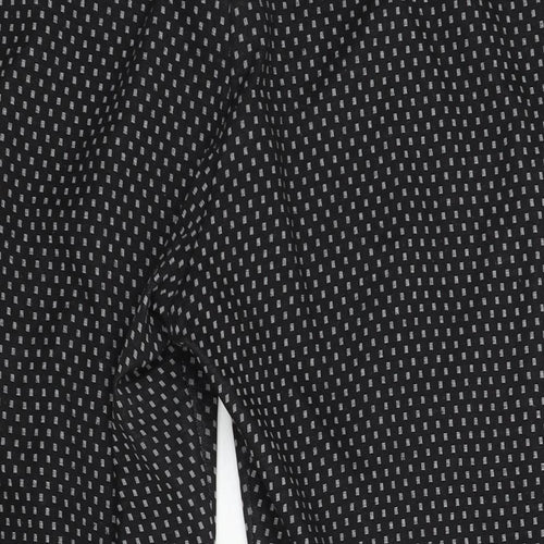 Bonmarché Womens Black Geometric Polyester Trousers Size 20 L24 in Regular - Elasticated Waist