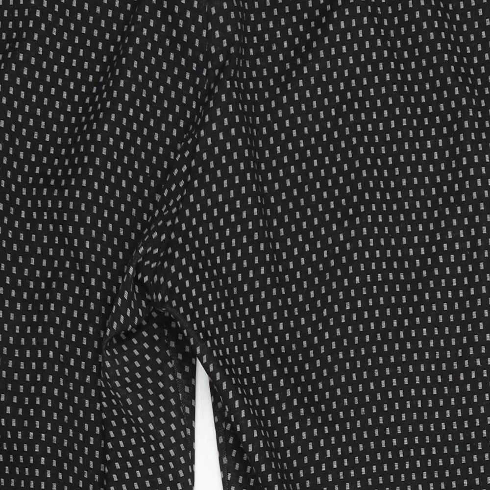 Bonmarché Womens Black Geometric Polyester Trousers Size 20 L24 in Regular - Elasticated Waist