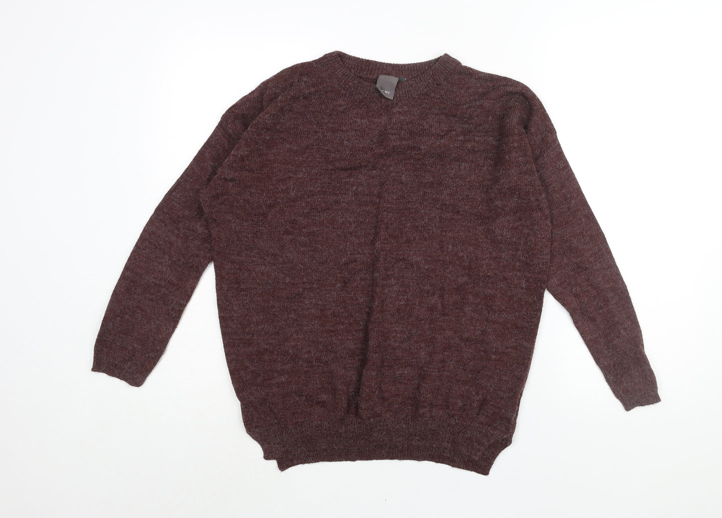 ICHI Womens Brown Mock Neck Acrylic Pullover Jumper Size XS