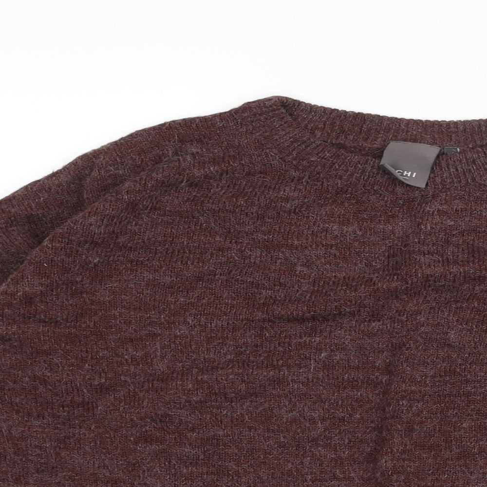 ICHI Womens Brown Mock Neck Acrylic Pullover Jumper Size XS