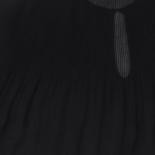 Zara Womens Black Polyester Basic Blouse Size L Round Neck - Semi Sheer Pleated