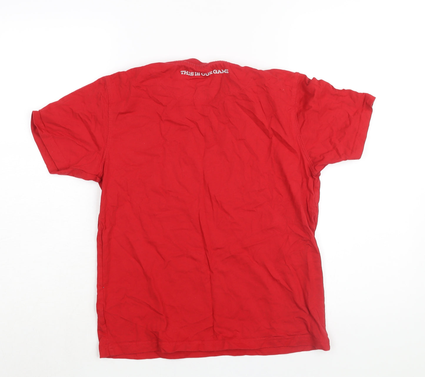 Wales Rugby Union Boys Red Cotton Basic T-Shirt Size 11-12 Years Crew Neck Pullover - WRU Logo