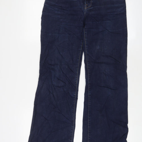 Zara Womens Blue Cotton Wide-Leg Jeans Size 10 L29 in Regular Zip