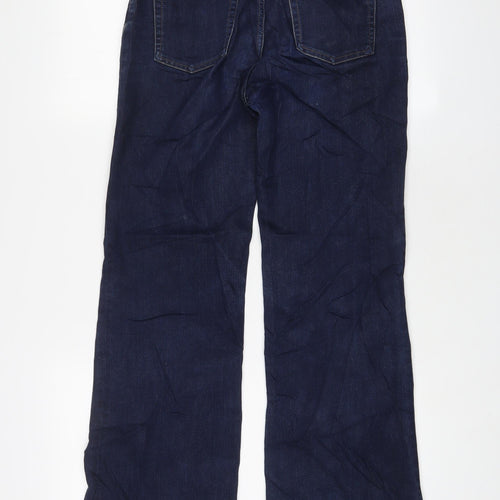 Zara Womens Blue Cotton Wide-Leg Jeans Size 10 L29 in Regular Zip