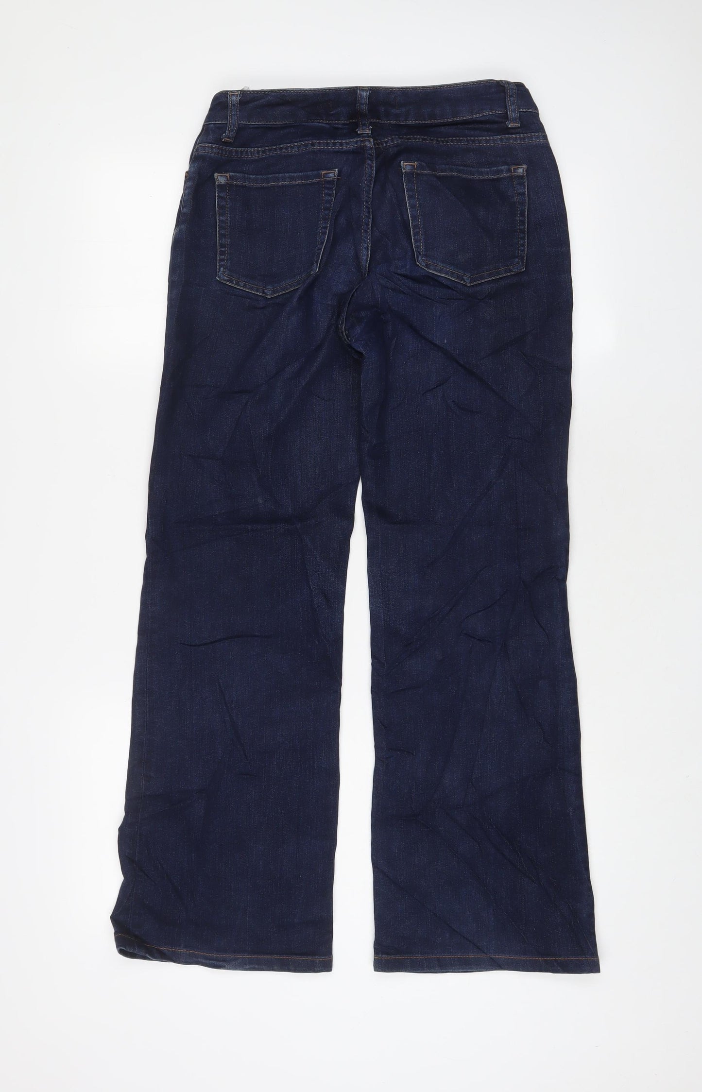 Zara Womens Blue Cotton Wide-Leg Jeans Size 10 L29 in Regular Zip