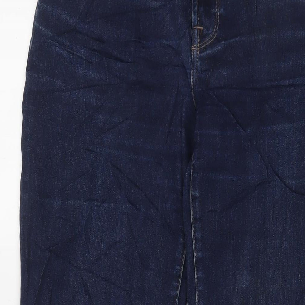 Zara Womens Blue Cotton Wide-Leg Jeans Size 10 L29 in Regular Zip