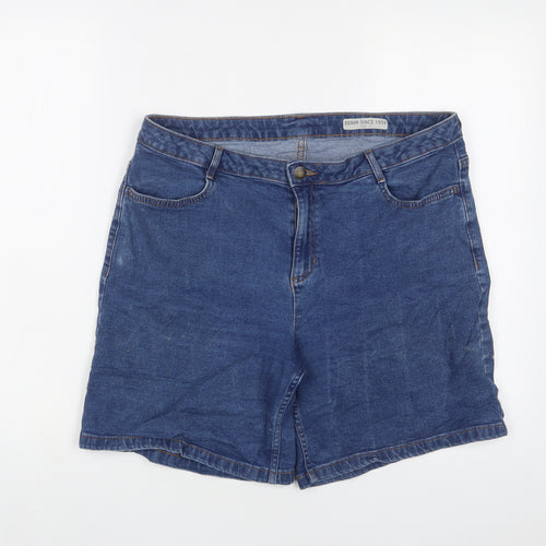 Marks and Spencer Womens Blue Cotton Bermuda Shorts Size 14 L7 in Regular Zip