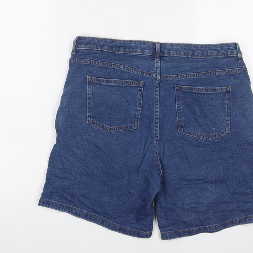 Marks and Spencer Womens Blue Cotton Bermuda Shorts Size 14 L7 in Regular Zip