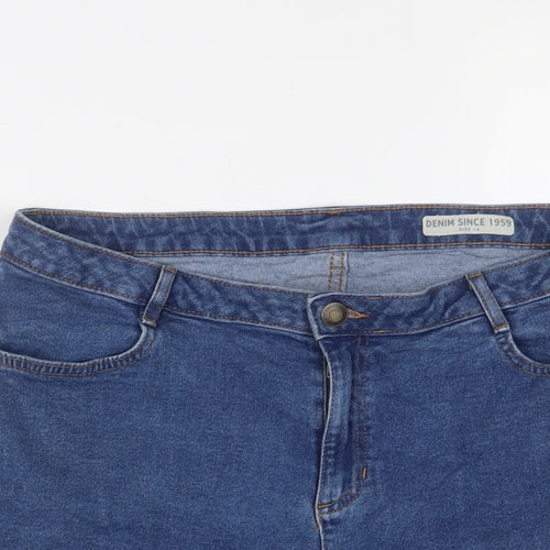 Marks and Spencer Womens Blue Cotton Bermuda Shorts Size 14 L7 in Regular Zip