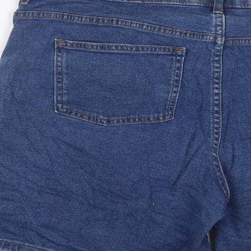 Marks and Spencer Womens Blue Cotton Bermuda Shorts Size 14 L7 in Regular Zip