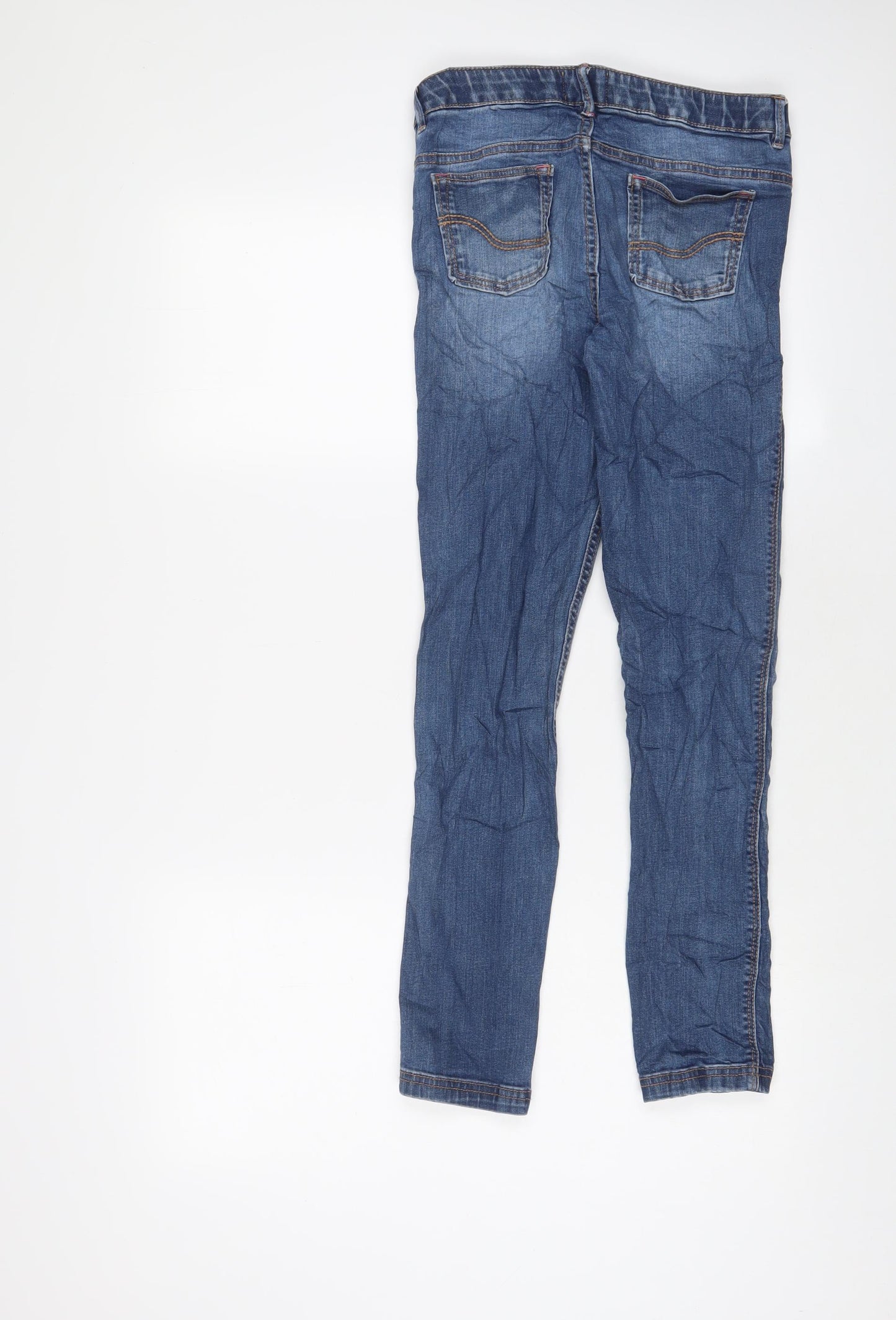Fat Face Girls Blue Cotton Skinny Jeans Size 10-11 Years L26 in Regular Zip - Adjustable waist