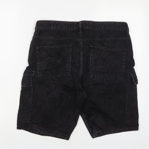 ASOS Mens Black Cotton Cargo Shorts Size 34 in L9 in Regular Button