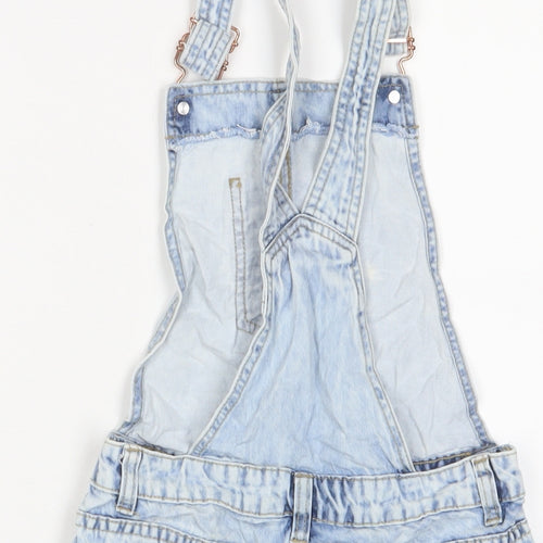 Denim & Co. Girls Blue Cotton Dungaree One-Piece Size 9-10 Years Button