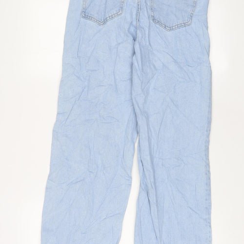 Marks and Spencer Girls Blue Cotton Wide-Leg Jeans Size 12-13 Years L26 in Regular Zip - Adjustable waist