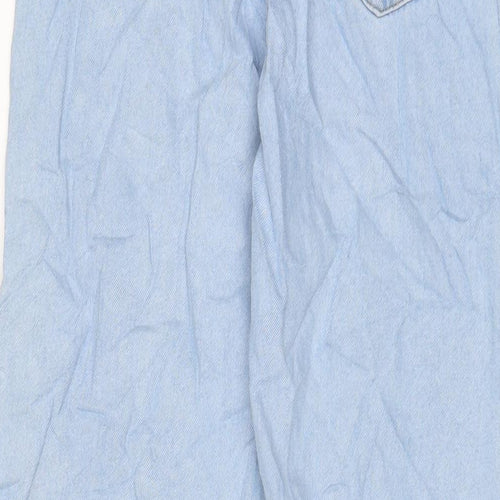 Marks and Spencer Girls Blue Cotton Wide-Leg Jeans Size 12-13 Years L26 in Regular Zip - Adjustable waist