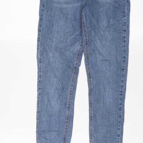 Topshop Womens Blue Cotton Skinny Jeans Size 28 in L32 in Regular Zip