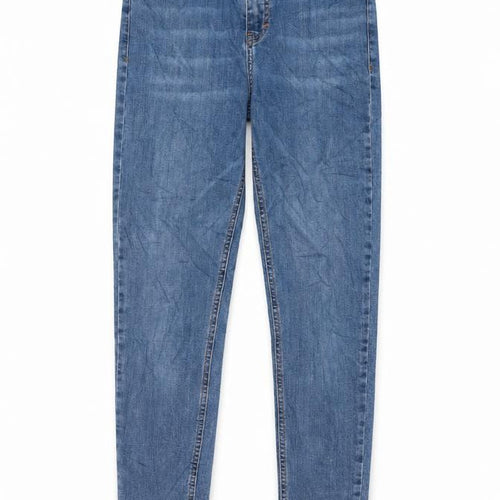 Topshop Womens Blue Cotton Skinny Jeans Size 28 in L32 in Regular Zip